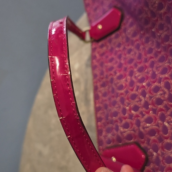 Coach Poppy Signature Metallic Outline Pink Purple Tote & Dust Bag - Picture 13 of 15
